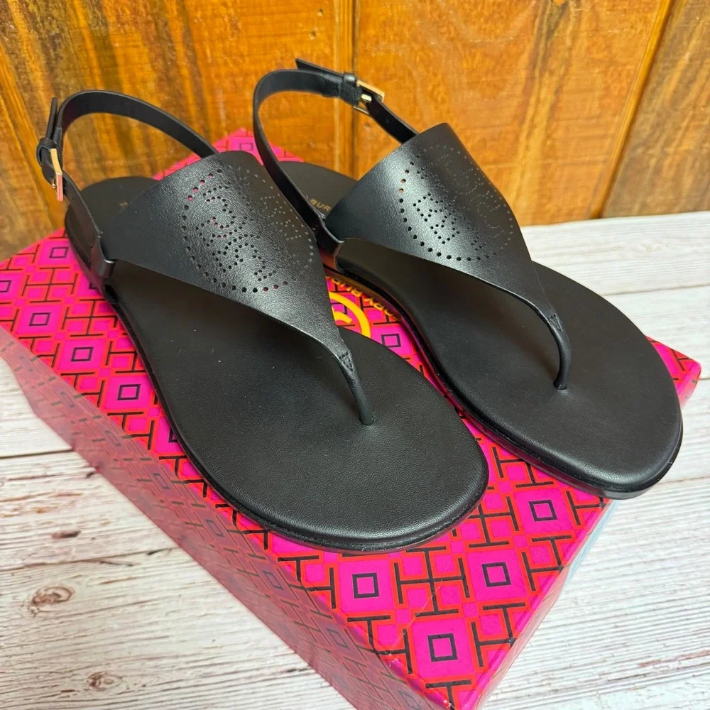Tory Burch Capri Perf Leather Sandal - Perfect Black